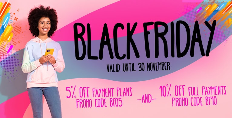 From 1 – 30 November 2024, get 10% off full payments (promo code BF10) and 5% off payment plans (promo code BF05).